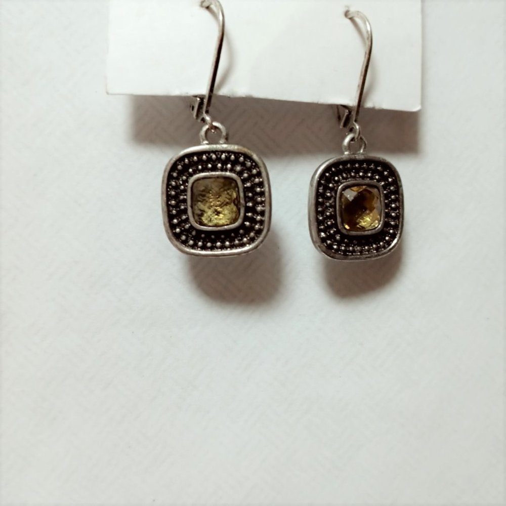 Silver, Citrine Pierced Earrings
